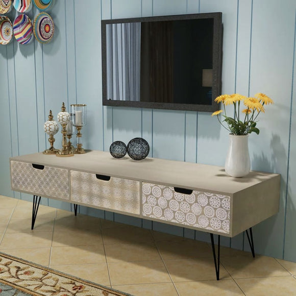 NNEVL TV Cabinet with 3 Drawers 120x40x36 cm Grey