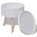 NNEVL Side Table with Serving Tray Round 39.5x44.5 cm White