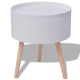 NNEVL Side Table with Serving Tray Round 39.5x44.5 cm White