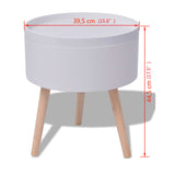 NNEVL Side Table with Serving Tray Round 39.5x44.5 cm White