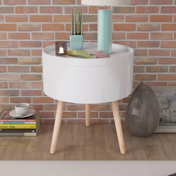 NNEVL Side Table with Serving Tray Round 39.5x44.5 cm White