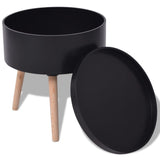 NNEVL Side Table with Serving Tray Round 39.5x44.5 cm Black