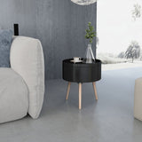 NNEVL Side Table with Serving Tray Round 39.5x44.5 cm Black