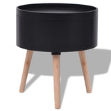 NNEVL Side Table with Serving Tray Round 39.5x44.5 cm Black