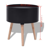 NNEVL Side Table with Serving Tray Round 39.5x44.5 cm Black