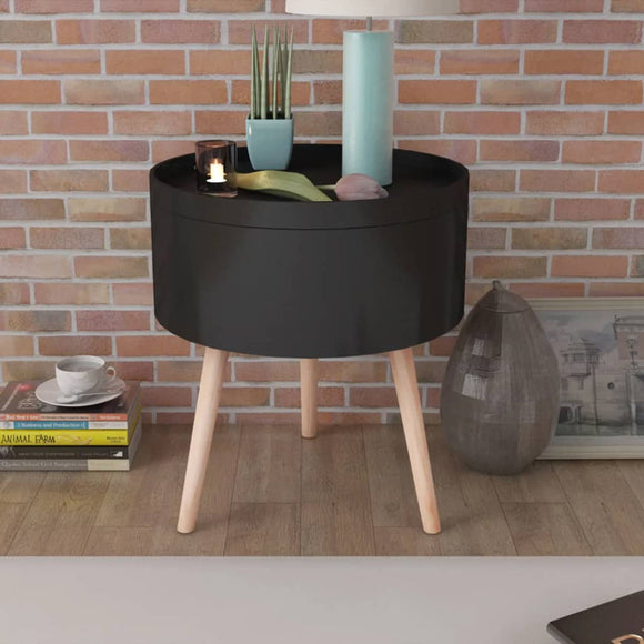 NNEVL Side Table with Serving Tray Round 39.5x44.5 cm Black