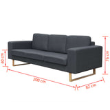 NNEVL 2-Seater and 3-Seater Sofa Set Dark Grey