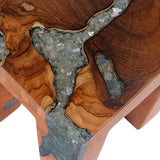 NNEVL Stool Solid Teak Wood and Resin