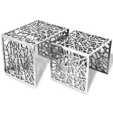 NNEVL Two Piece Side Tables Square Aluminium Silver