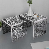 NNEVL Two Piece Side Tables Square Aluminium Silver