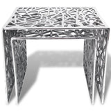 NNEVL Two Piece Side Tables Square Aluminium Silver
