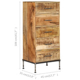 NNEVL Chest of Drawers 45x35x106 cm Solid Mango Wood