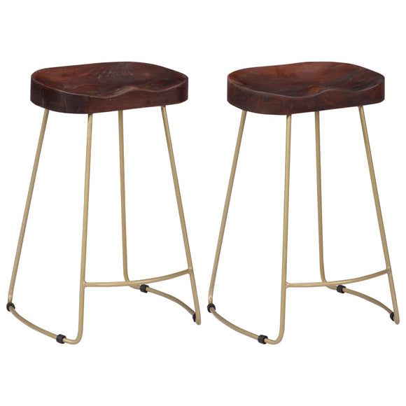 NNEVL Gavin Bar Stools 2 pcs Solid Mango Wood