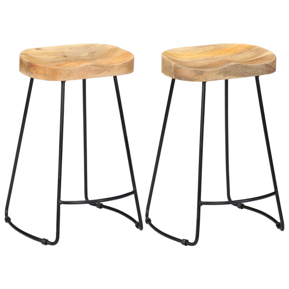 NNEVL Gavin Bar Stools 2 pcs Solid Mango Wood