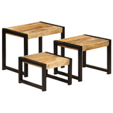 NNEVL Nesting Tables 3 pcs Solid Mango Wood