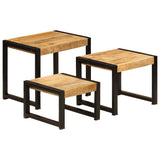 NNEVL Nesting Tables 3 pcs Solid Mango Wood