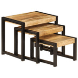 NNEVL Nesting Tables 3 pcs Solid Mango Wood