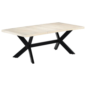 NNEVL Dining Table White 200x100x75 cm Solid Mango Wood