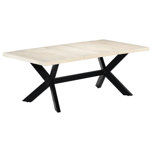 NNEVL Dining Table White 200x100x75 cm Solid Mango Wood