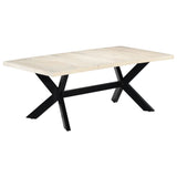NNEVL Dining Table White 200x100x75 cm Solid Mango Wood