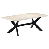 NNEVL Dining Table White 200x100x75 cm Solid Mango Wood