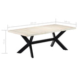 NNEVL Dining Table White 200x100x75 cm Solid Mango Wood