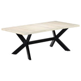 NNEVL Dining Table White 200x100x75 cm Solid Mango Wood