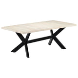 NNEVL Dining Table White 200x100x75 cm Solid Mango Wood