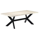 NNEVL Dining Table White 200x100x75 cm Solid Mango Wood