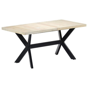 NNEVL Dining Table White 160x80x75 cm Solid Mango Wood