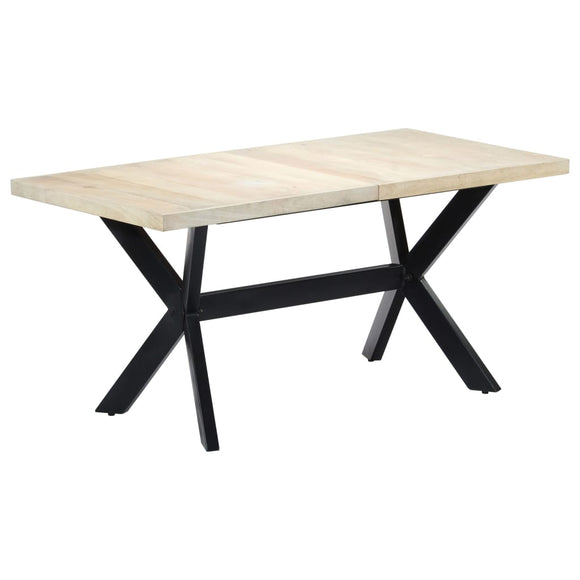 NNEVL Dining Table White 160x80x75 cm Solid Mango Wood