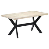 NNEVL Dining Table White 160x80x75 cm Solid Mango Wood