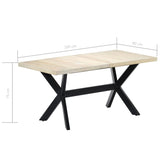 NNEVL Dining Table White 160x80x75 cm Solid Mango Wood