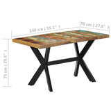 NNEVL Dining Table 140x70x75 cm Solid Reclaimed Wood