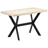 NNEVL Dining Table White 120x60x75 cm Solid Mango Wood