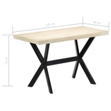 NNEVL Dining Table White 120x60x75 cm Solid Mango Wood