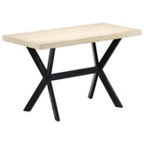 NNEVL Dining Table White 120x60x75 cm Solid Mango Wood