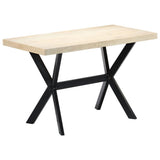 NNEVL Dining Table White 120x60x75 cm Solid Mango Wood