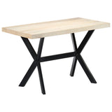 NNEVL Dining Table White 120x60x75 cm Solid Mango Wood