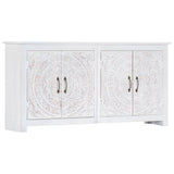 NNEVL Sideboard Handmade White 140x30x70 cm Solid Acacia Wood