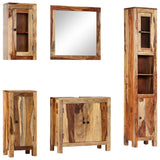 NNEVL 5 Piece Bathroom Set Solid Sheesham Wood