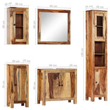 NNEVL 5 Piece Bathroom Set Solid Sheesham Wood