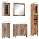 NNEVL 5 Piece Bathroom Set Solid Acacia Wood