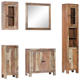 NNEVL 5 Piece Bathroom Set Solid Acacia Wood