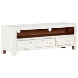 NNEVL TV Cabinet White 120x30x40 cm Solid Acacia Wood