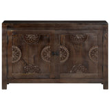 NNEVL Sideboard with Carved Design 110x35x70 cm Solid Mango Wood