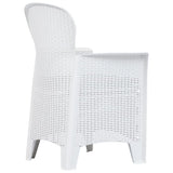 NNEVL Garden Chairs 2 pcs with Cushion White Plastic Rattan Look