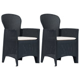 NNEVL Garden Chairs 2 pcs with Cushion Anthracite Plastic Rattan Look