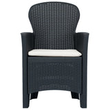 NNEVL Garden Chairs 2 pcs with Cushion Anthracite Plastic Rattan Look