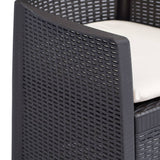 NNEVL Garden Chair 2 pcs with Cushion Brown Plastic Rattan Look